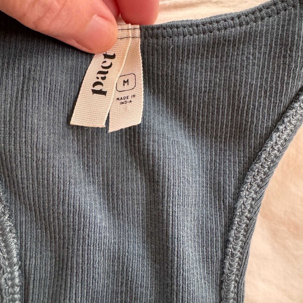 Pact Ribbed Racerback Crop Bra Top in Deep Teal - Picture 4 of 4